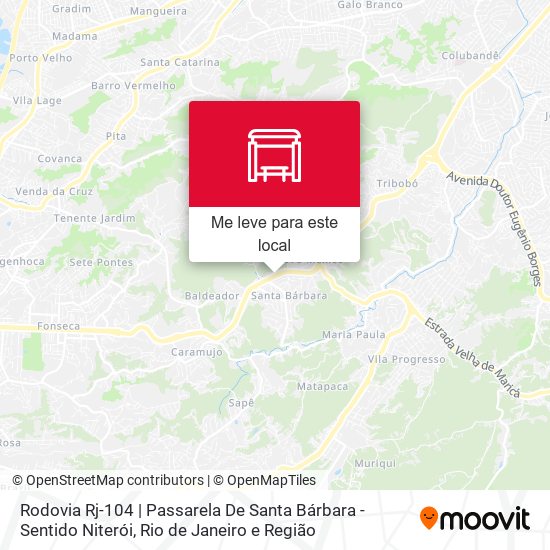 Rodovia Rj-104 | Passarela De Santa Bárbara - Sentido Niterói mapa