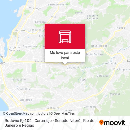 Rodovia Rj-104 | Caramujo - Sentido Niterói mapa