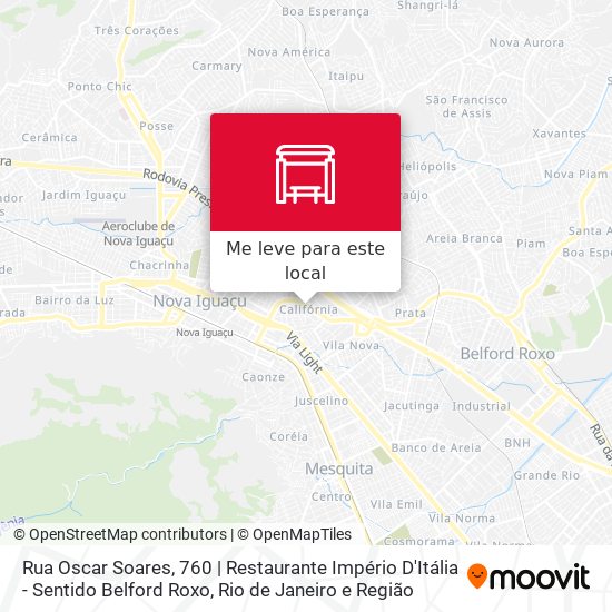 Rua Oscar Soares, 760 | Restaurante Império D'Itália - Sentido Belford Roxo mapa