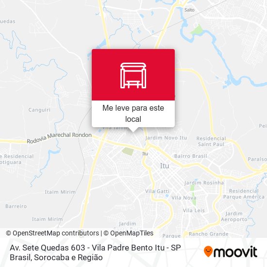 Av. Sete Quedas 603 - Vila Padre Bento Itu - SP Brasil mapa