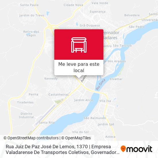 Rua Juiz De Paz José De Lemos, 1370 | Empresa Valadarense De Transportes Coletivos mapa