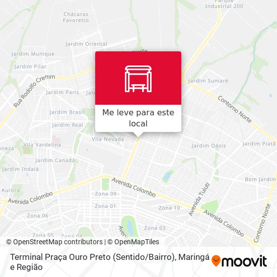 Terminal Praça Ouro Preto (Sentido / Bairro) mapa