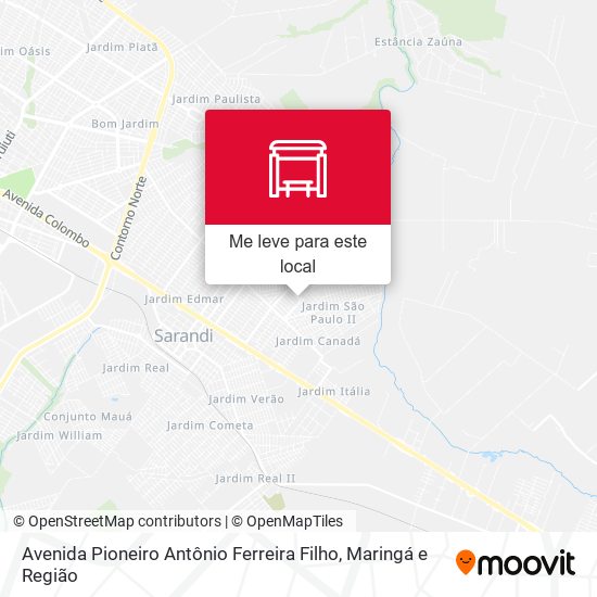 Avenida Pioneiro Antônio Ferreira Filho mapa