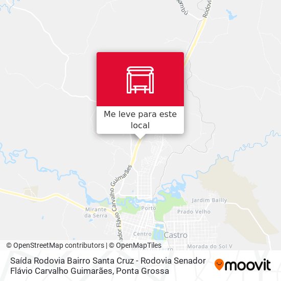 Saída Rodovia Bairro Santa Cruz - Rodovia Senador Flávio Carvalho Guimarães mapa