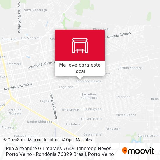 Rua Alexandre Guimaraes 7649 Tancredo Neves Porto Velho - Rondônia 76829 Brasil mapa