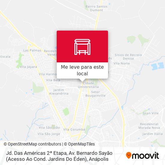 Jd.  Das Américas 2ª Etapa, Av. Bernardo Sayão (Acesso Ao Cond. Jardins Do Éden) mapa