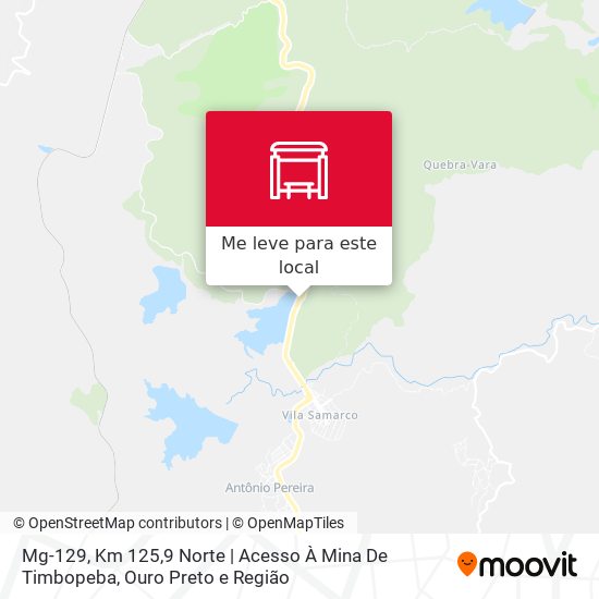 Mg-129, Km 125,9 Norte | Acesso À Mina De Timbopeba mapa