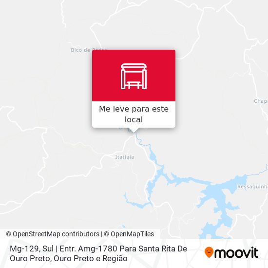 Mg-129, Sul | Entr. Amg-1780 Para Santa Rita De Ouro Preto mapa