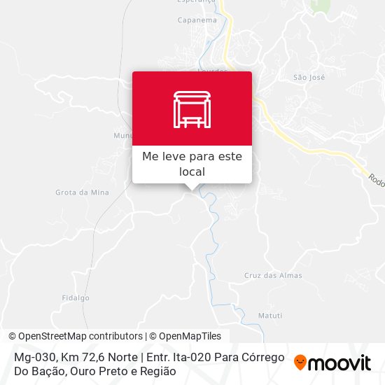 Mg-030, Km 72,6 Norte | Entr. Ita-020 Para Córrego Do Bação mapa