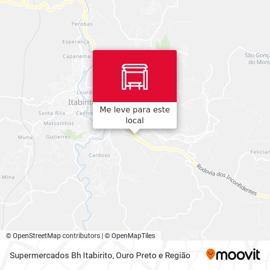 Supermercados Bh Itabirito mapa