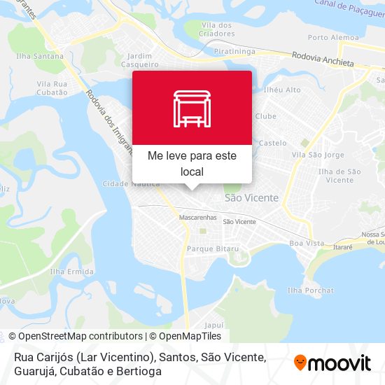 Rua Carijós (Lar Vicentino) mapa