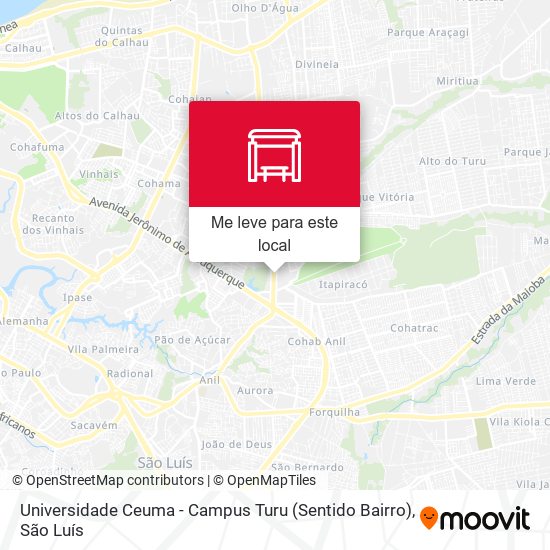 Universidade Ceuma - Campus Turu (Sentido Bairro) mapa