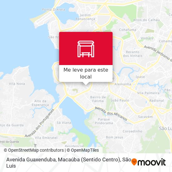 Avenida Guaxenduba, Macaúba (Sentido Centro) mapa