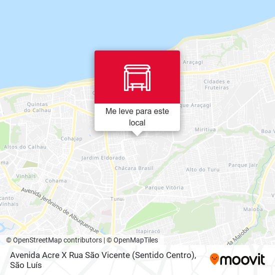 Avenida Acre X Rua São Vicente (Sentido Centro) mapa