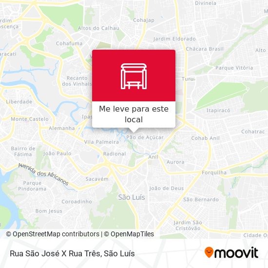 Rua São José X Rua Três mapa