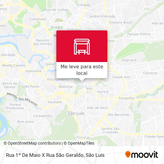 Rua 1º De Maio X Rua São Geraldo mapa