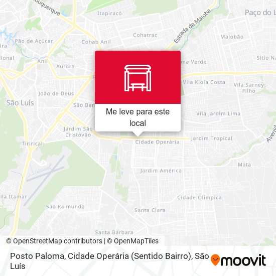 Posto Paloma, Cidade Operária (Sentido Bairro) mapa