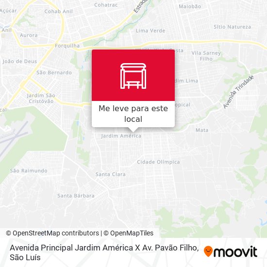 Avenida Principal Jardim América X Av. Pavão Filho mapa