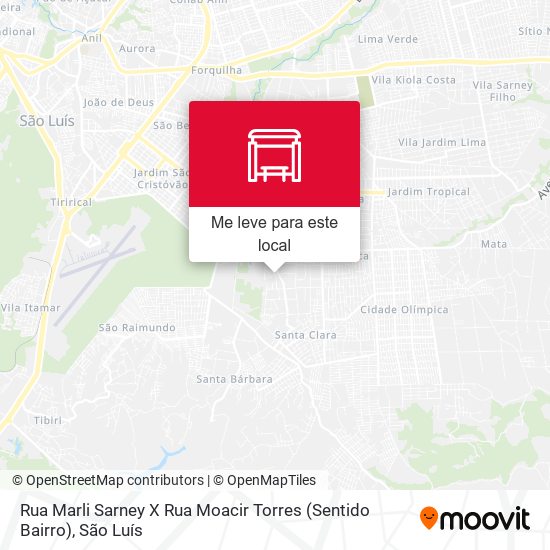 Rua Marli Sarney X Rua Moacir Torres (Sentido Bairro) mapa