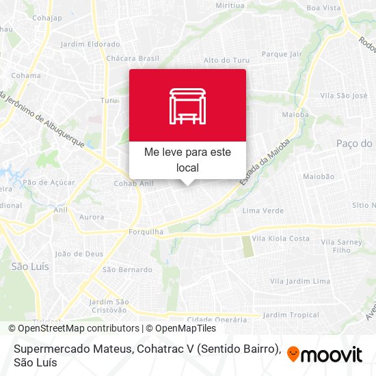 Supermercado Mateus, Cohatrac V (Sentido Bairro) mapa