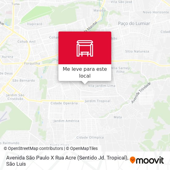 Avenida São Paulo X Rua Acre (Sentido Jd. Tropical) mapa