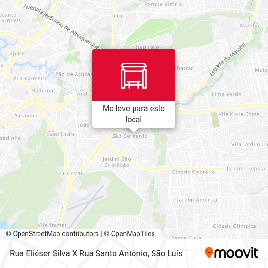 Rua Eliéser Silva X Rua Santo Antônio mapa