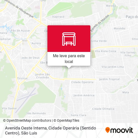 Avenida Oeste Interna, Cidade Operária (Sentido Centro) mapa