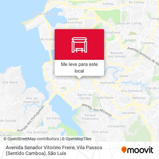 Avenida Senador Vitorino Freire, Vila Passos (Sentido Camboa) mapa
