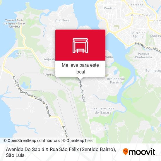 Avenida Do Sabiá X Rua São Félix (Sentido Bairro) mapa