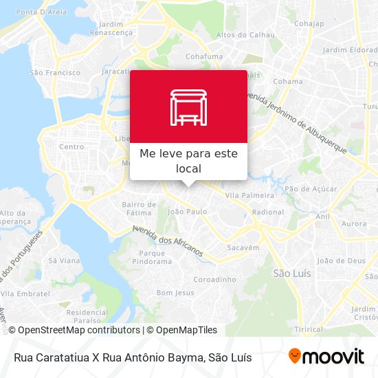 Rua Caratatiua X Rua Antônio Bayma mapa