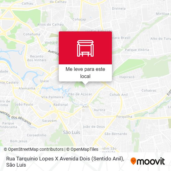 Rua Tarquínio Lopes X Avenida Dois (Sentido Anil) mapa