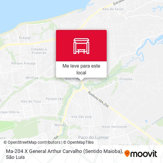 Ma-204 X General Arthur Carvalho (Sentido Maioba) mapa