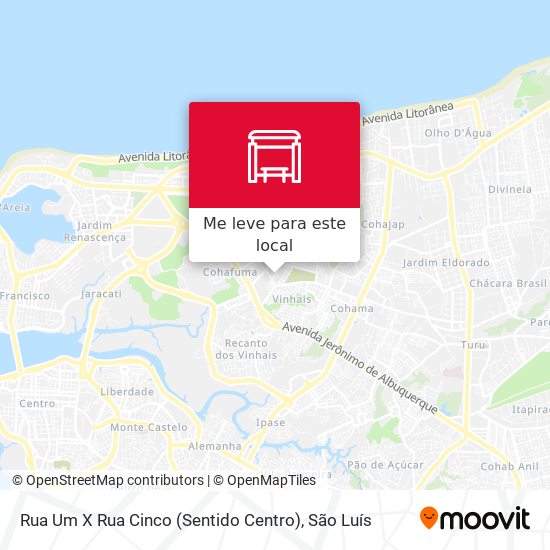 Rua Um X Rua Cinco (Sentido Centro) mapa