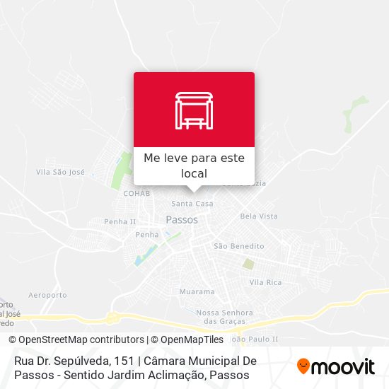 Rua Dr. Sepúlveda, 151 | Câmara Municipal De Passos - Sentido Jardim Aclimação mapa