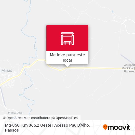 Mg-050, Km 365,2 Oeste | Acesso Pau D'Alho mapa