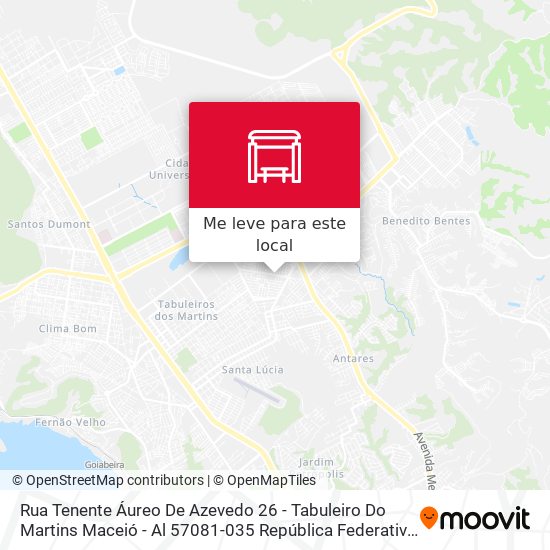 Rua Tenente Áureo De Azevedo 26 - Tabuleiro Do Martins Maceió - Al 57081-035 República Federativa Do Brasil mapa