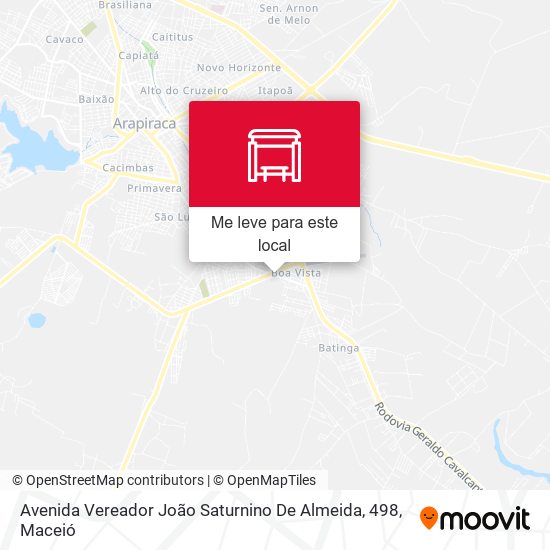 Avenida Vereador João Saturnino De Almeida, 498 mapa