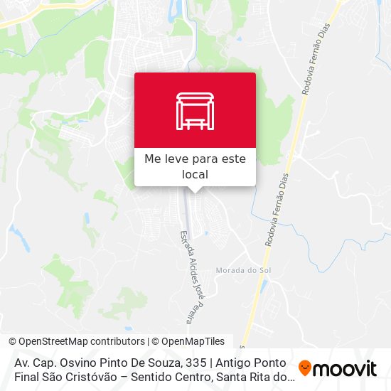 Av. Cap. Osvino Pinto De Souza, 335 | Antigo Ponto Final São Cristóvão – Sentido Centro mapa