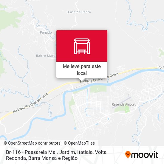 Br-116 - Passarela Mal. Jardim, Itatiaia mapa