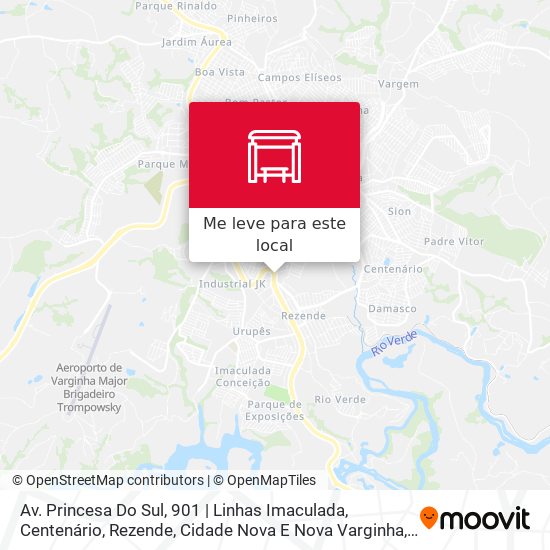 Av. Princesa Do Sul, 901 | Linhas Imaculada, Centenário, Rezende, Cidade Nova E Nova Varginha mapa