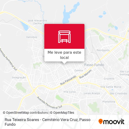 Rua Teixeira Soares - Cemitério Vera Cruz mapa