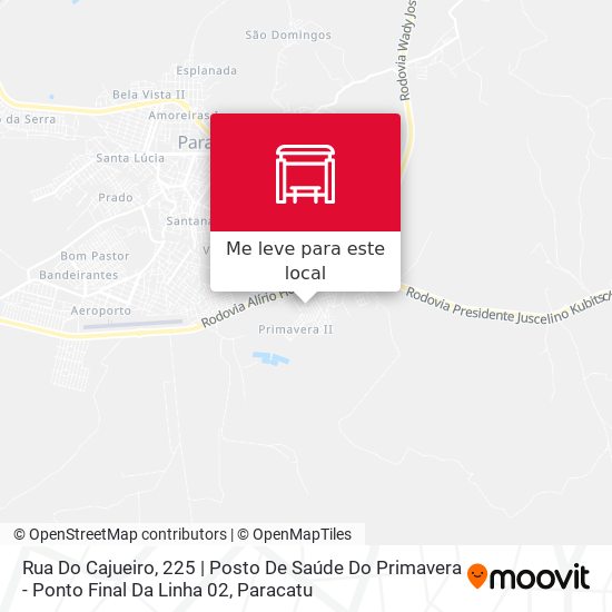 Rua Do Cajueiro, 225 | Posto De Saúde Do Primavera - Ponto Final Da Linha 02 mapa