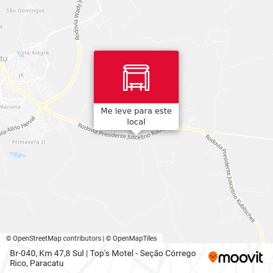 Br-040, Km 47,8 Sul | Top's Motel - Seção Córrego Rico mapa
