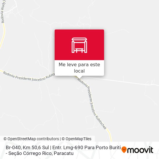 Br-040, Km 50,6 Sul | Entr. Lmg-690 Para Porto Buriti - Seção Córrego Rico mapa