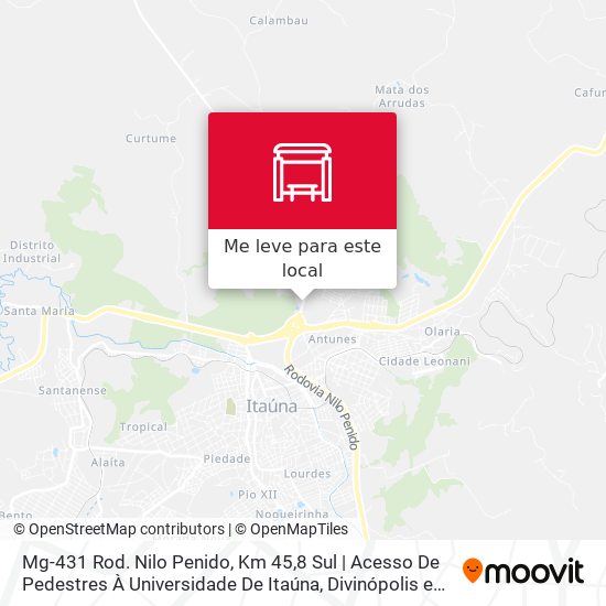 Mg-431 Rod. Nilo Penido, Km 45,8 Sul | Acesso De Pedestres À Universidade De Itaúna mapa