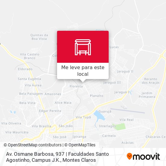 Av. Osmane Barbosa, 937 | Faculdades Santo Agostinho, Campus J.K. mapa