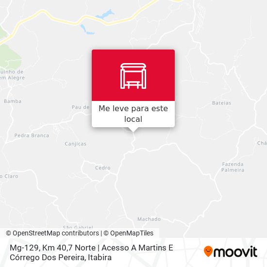 Mg-129, Km 40,7 Norte | Acesso A Martins E Córrego Dos Pereira mapa