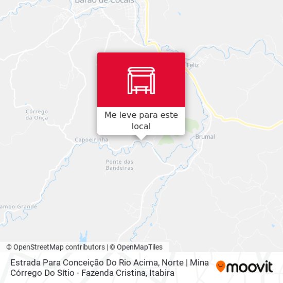 Estrada Para Conceição Do Rio Acima, Norte | Mina Córrego Do Sítio - Fazenda Cristina mapa