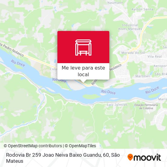 Rodovia Br 259 Joao Neiva Baixo Guandu, 60 mapa
