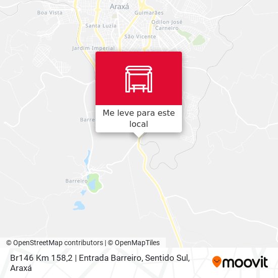 Br146 Km 158,2 | Entrada Barreiro, Sentido Sul mapa